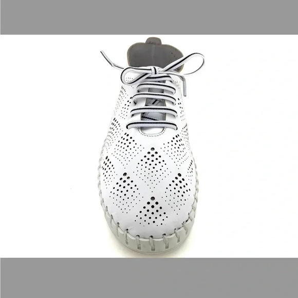 Eric Michael Shoes - Eric Michael Women's White Leather Annie Casual Shoes Size 36 Perforated